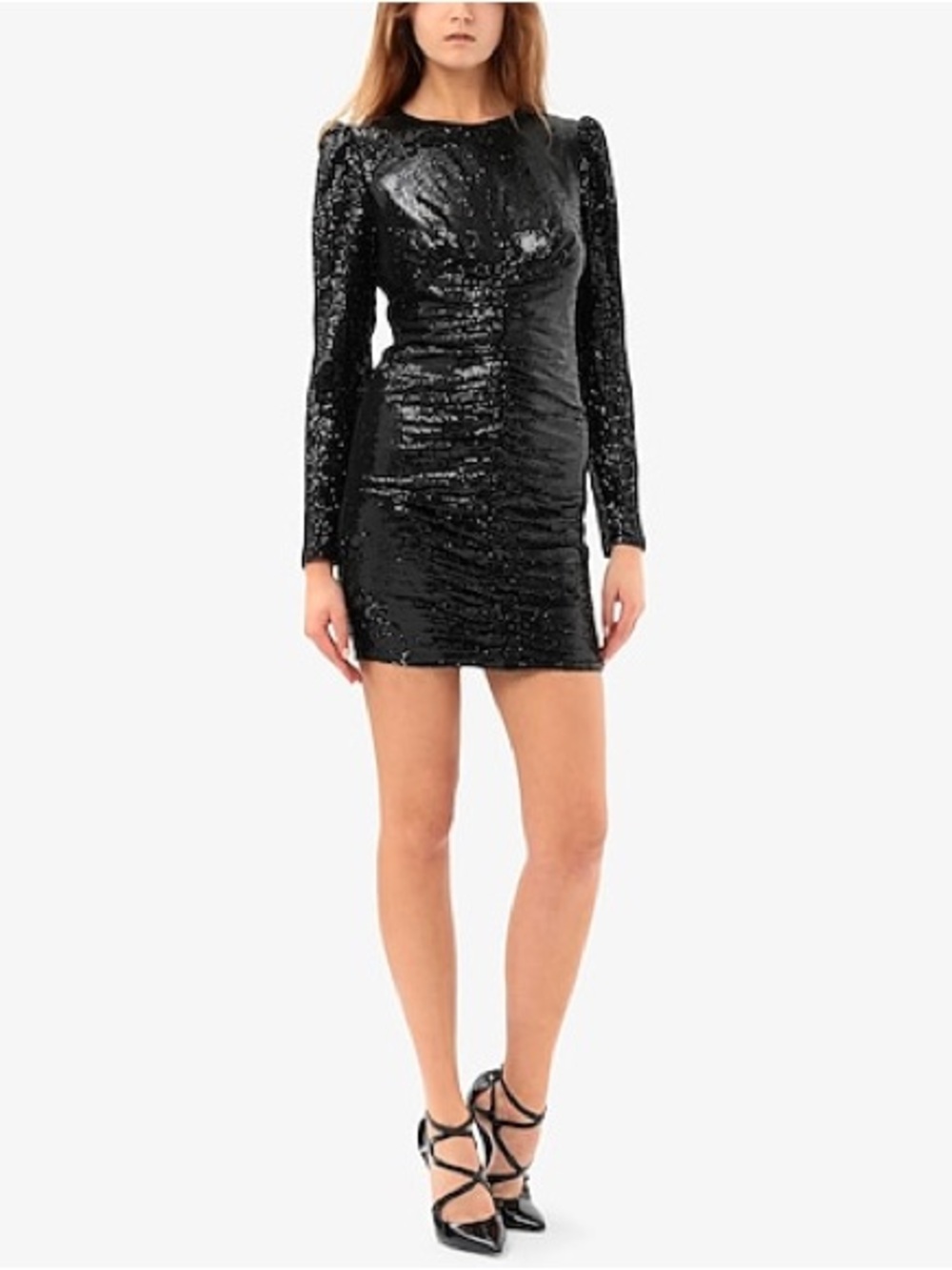 MICHAEL Michael Kors Black Sequin Long-Sleeve Mini Dress